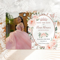 Blush Floral Rose Gold Butterflies Quinceañera