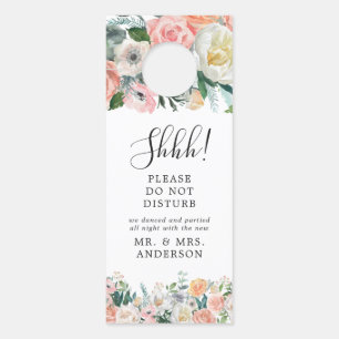 Blush Floral Rustic Wedding Welcome Door Hanger