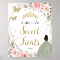 Blush Floral Sage Green Quinceanera Sweet Treats