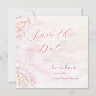 Blush Floral Save the Date Card – Watercolor