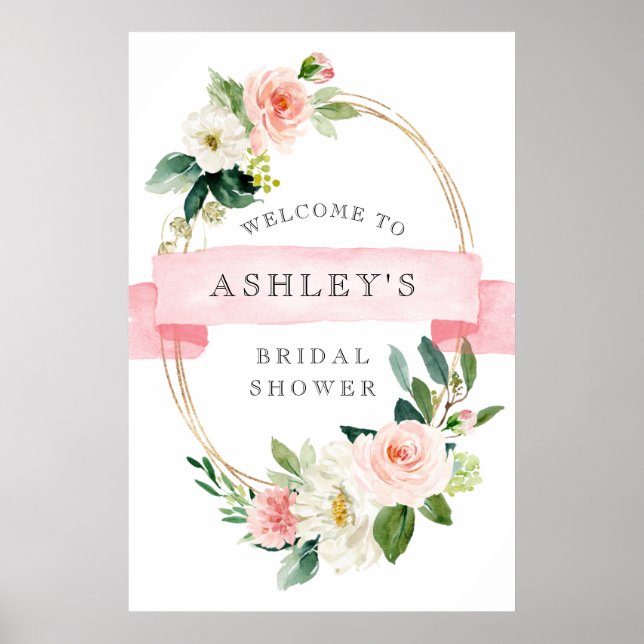 Blush Floral Shower Welcome Sign (Front)