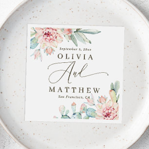 Blush Floral Succulent Wedding   Desert Botanical Napkin