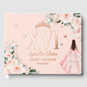 Blush Floral Sweet Sixteen 16 XVI Rose Gold Guest Book