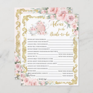 Blush Floral Tea Party Advice for Bride to Be Game