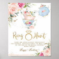 Blush Floral Tea Party Bridal Shower Ring Hunt