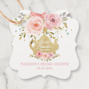 Blush Floral Tea Party Bridal Shower Thank You Favour Tags