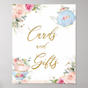 Blush Floral Tea Party Cards & Gifts Bridal Baby Poster
