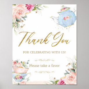 Blush Floral Tea Party Favours Baby Bridal Shower Poster