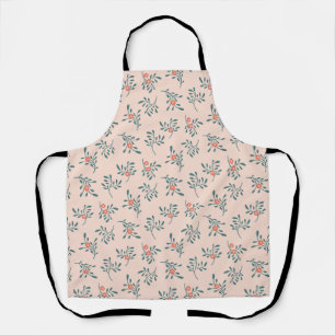 Blush Floral Teal Botanical Pattern Apron