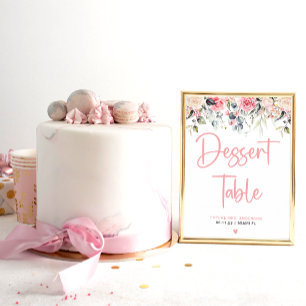 Blush Floral   Watercolor Bridal Dessert Sign