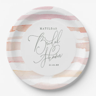 Blush floral watercolor Bridal shower Paper Plate