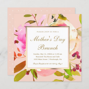 Blush Floral Watercolor Mother's Day Brunch Invitation