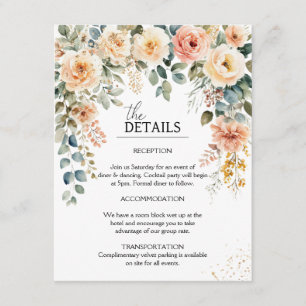 Blush Floral Watercolor Wedding Details Enclosure Card