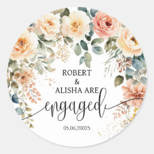 Blush Floral Watercolor Wedding Sticker