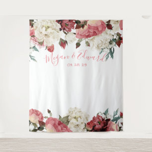 Blush Floral Wedding Backdrop Reception Decor Tapestry