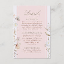 Blush Floral Wedding Details Card