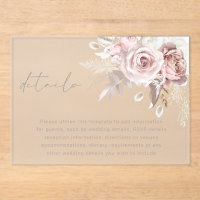 Blush Floral Wedding Details Enclosure Card