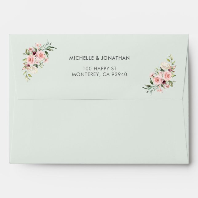 Blush Floral Wedding Envelopes (Back (Top Flap))
