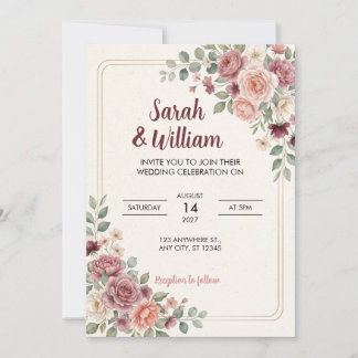 Blush Floral Wedding Invitation