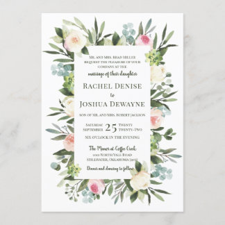 Blush Floral Wedding Invitation