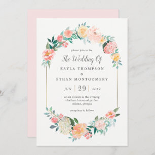Blush Floral Wedding Invitation