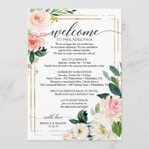 Blush Floral Wedding Itinerary - Wedding Welcome Program