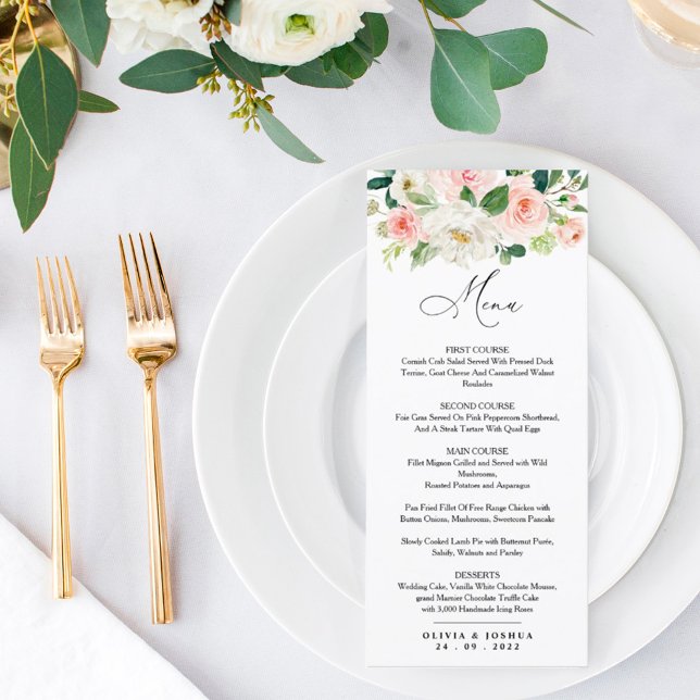 Blush Floral Wedding Menu (Creator Uploaded)