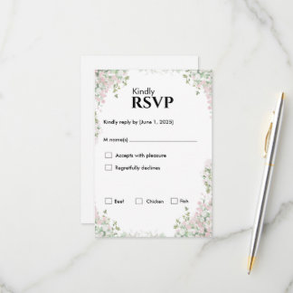 Blush Floral Wedding | Minimalist Script RSVP Card