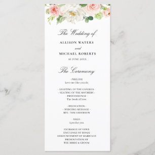 blush floral wedding program