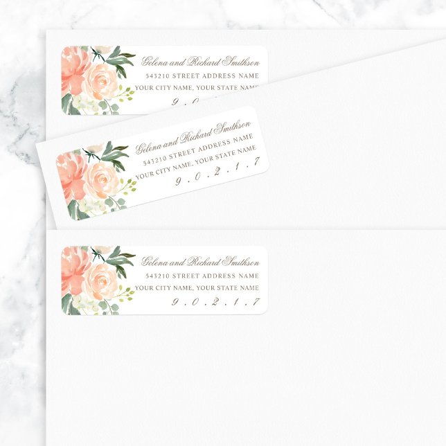 Blush Floral Wedding Return Address Label (Creator Uploaded)