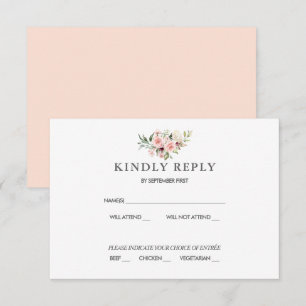 Blush Floral Wedding RSVP Card