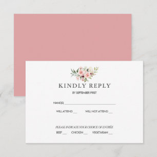Blush Floral Wedding RSVP Card