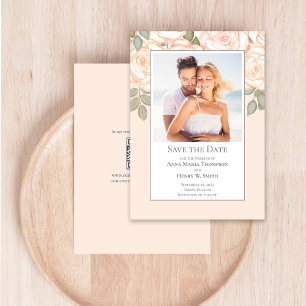 Blush Floral Wedding Save the Date Photo