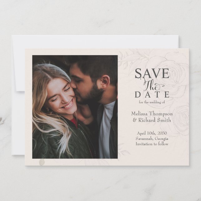 Blush Floral Wedding Save the Date Photo (Front)