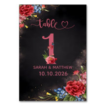 Blush Floral Wedding Table Number 1 Card
