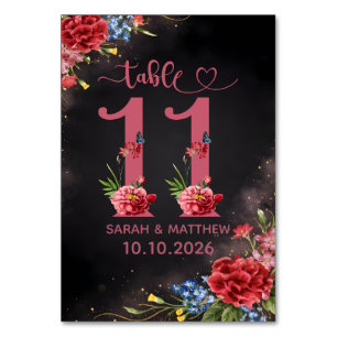 Blush Floral Wedding Table Number Card