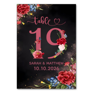Blush Floral Wedding Table Number Card