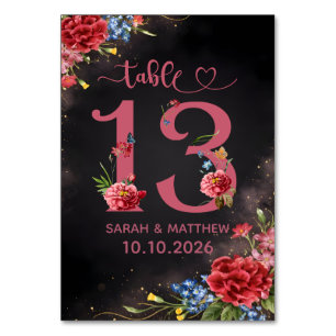 Blush Floral Wedding Table Number Card