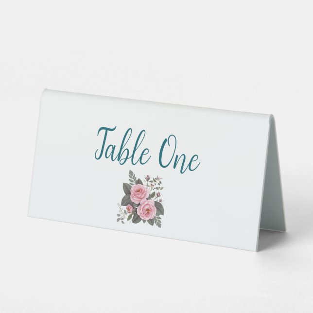 Blush Floral Wedding Table Numbers (Front)