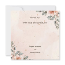 Blush Floral Wedding Thank You Card