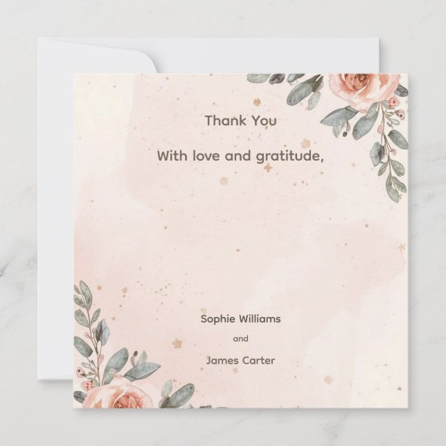 Blush Floral Wedding Thank You Card (Front)