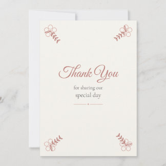 Blush Floral Wedding Thank You Card