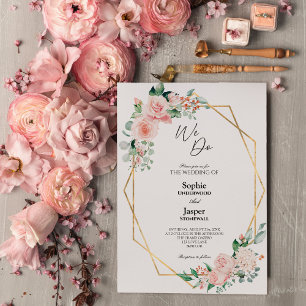 Blush Floral White Simple We Do Wedding Invitation