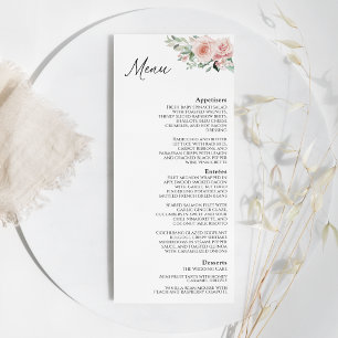 Blush Floral White Wedding Flat Menu