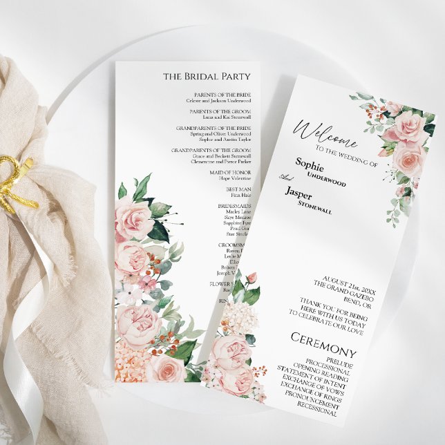 Blush Floral White Wedding Flat Program (Creator Uploaded)