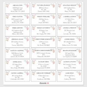 Blush Floral White Wedding guest address labels