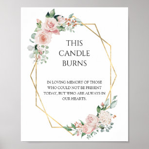 Blush Floral White Wedding This Candle Burns Poster
