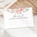 Blush floral Who am I bridal shower game Stationery<br><div class="desc">Blush floral Who am I bridal shower game.
Matching items available.</div>