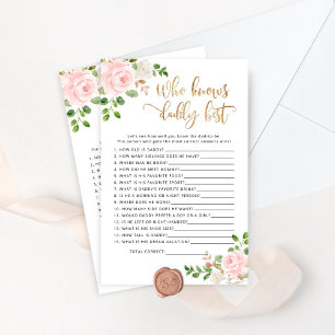 Blush floral Who knows daddy best baby shower game