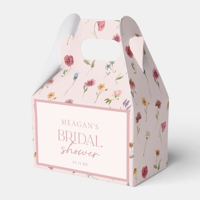 Blush Floral Wildflower Bridal Shower Gift Favour  Box (Front Side)